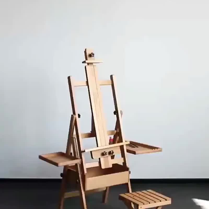 Multifunctional Wooden Artist Easel with Storage Drawer & Side Trays - Wood, Bamboo & Paper - Wood Brown