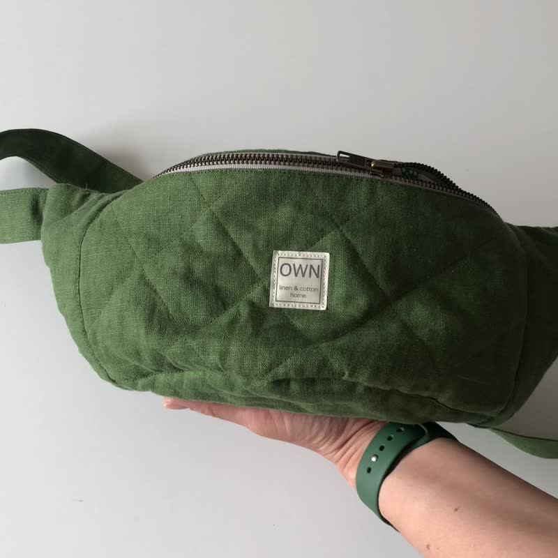 Linen cross body bag unisex, balt bag, canvas fanny pack, for running or walking - 其他 - 亞麻 