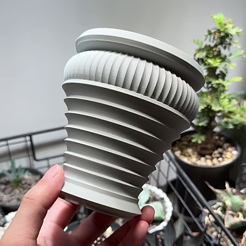 【CBP010 - 植木鉢】自家設計 / 3D列印植物盆 / 多肉塊根植物盆 - 盆栽/植栽 - 塑膠 黑色