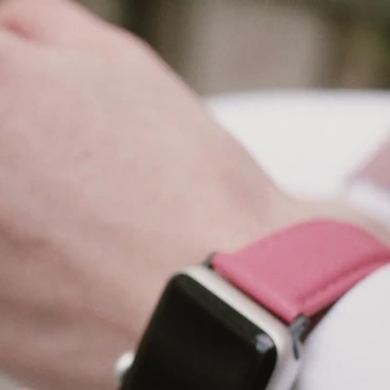 客製化禮物 意大利真皮革錶帶Apple Watch 灰色 - 錶帶 - 真皮 灰色