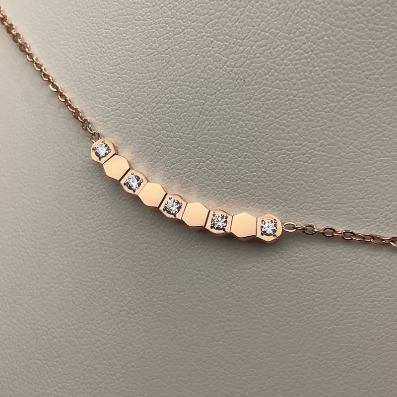 Hexagon Diamond Necklace | Honeycomb Necklace | Smile Necklace - Necklaces - Other Metals 