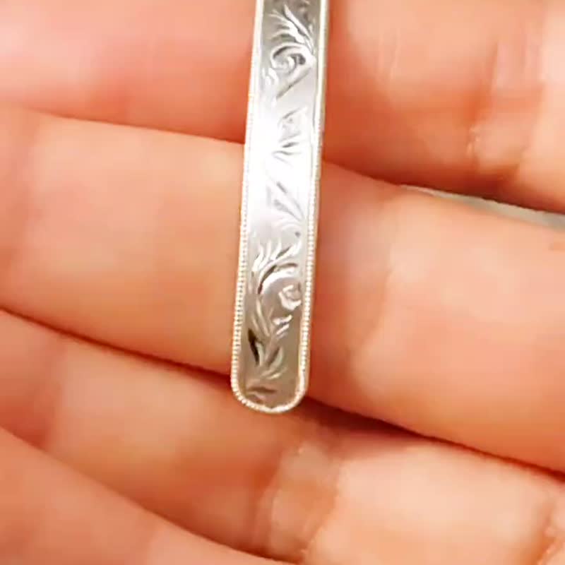 人手批花雕鑿花蕾唐草珠邊純銀手鐲 單品 - 手鍊/手環 - 純銀 銀色
