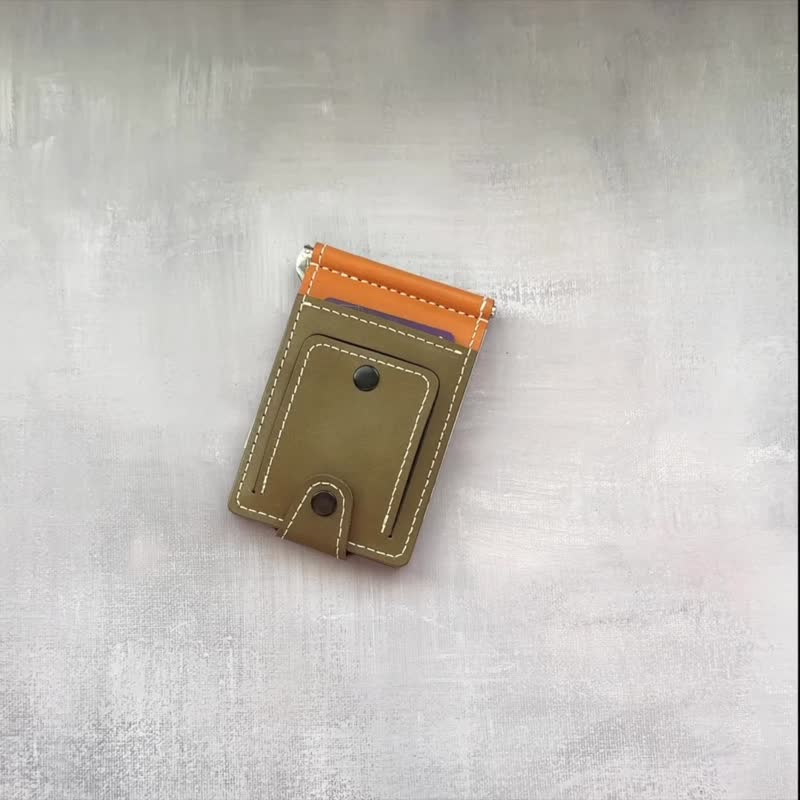 真皮輕薄鈔票夾 真皮短夾 可客製化刻字 父親節禮物/情人節禮物 - 錢包/皮夾/長短夾 - 真皮 藍色
