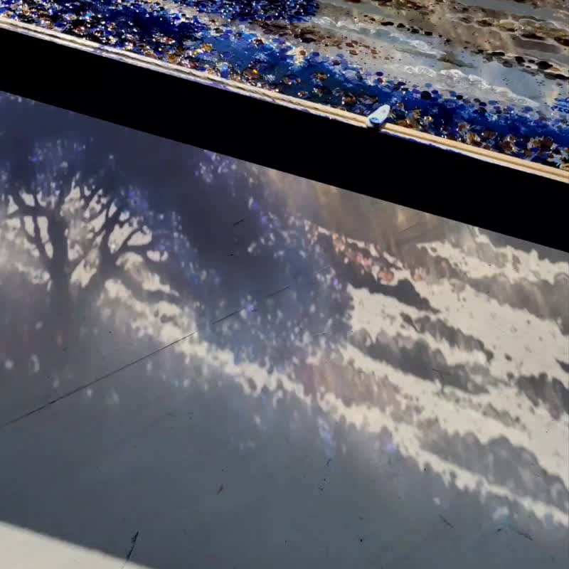 【宝石月夜B３】原画一点のみ　透明アート　影絵　インテリア　満月　絵画　夜空　星空 - 壁貼/牆壁裝飾 - 壓克力 藍色