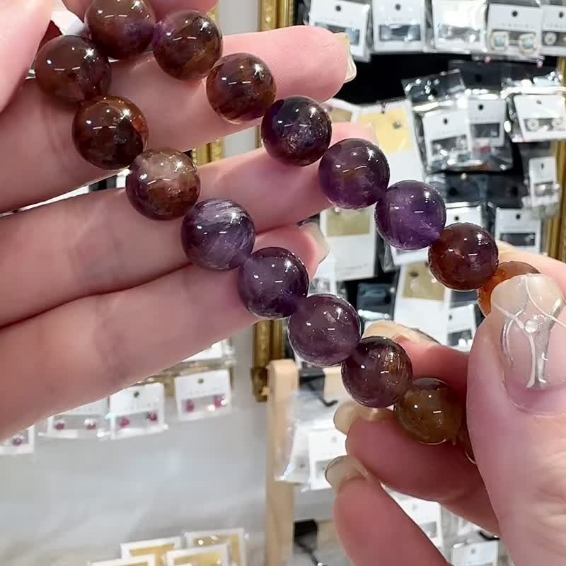 Natural Aurora Old Mine Rich Color 10.5mm 32.50g Hand Beads Can Connect the Seven Wheels of the Human Body and Improve Spirituality - Bracelets - Crystal Multicolor