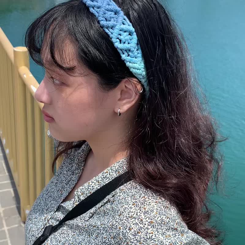 海面 手染編織鬆緊髮帶 成人兒童皆可配戴 職人手工染製 - 其他 - 棉．麻 藍色