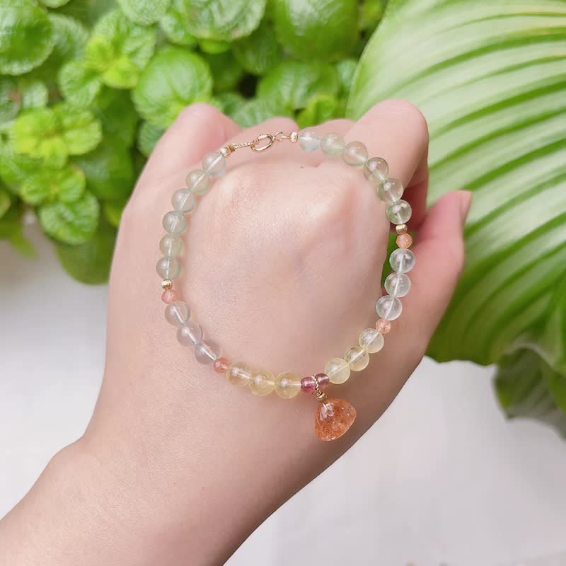 Stone fleshy gradient bracelet crystal - Bracelets - Crystal Green