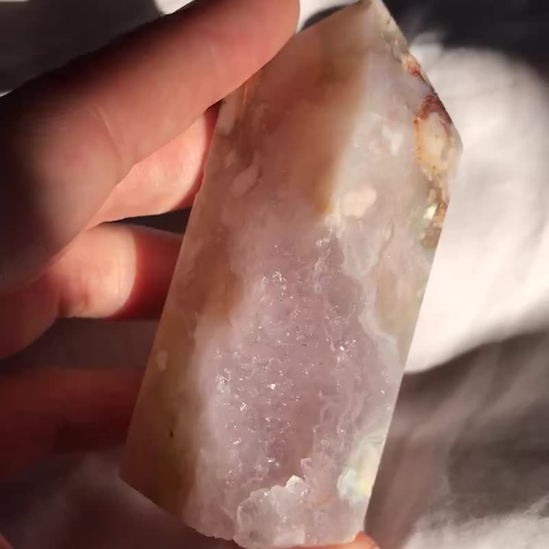 瑪達加斯加 紫櫻花瑪瑙柱 水晶 crystal 擺設 擺件 爆閃淡紫晶牙 - 擺飾/家飾品 - 水晶 多色