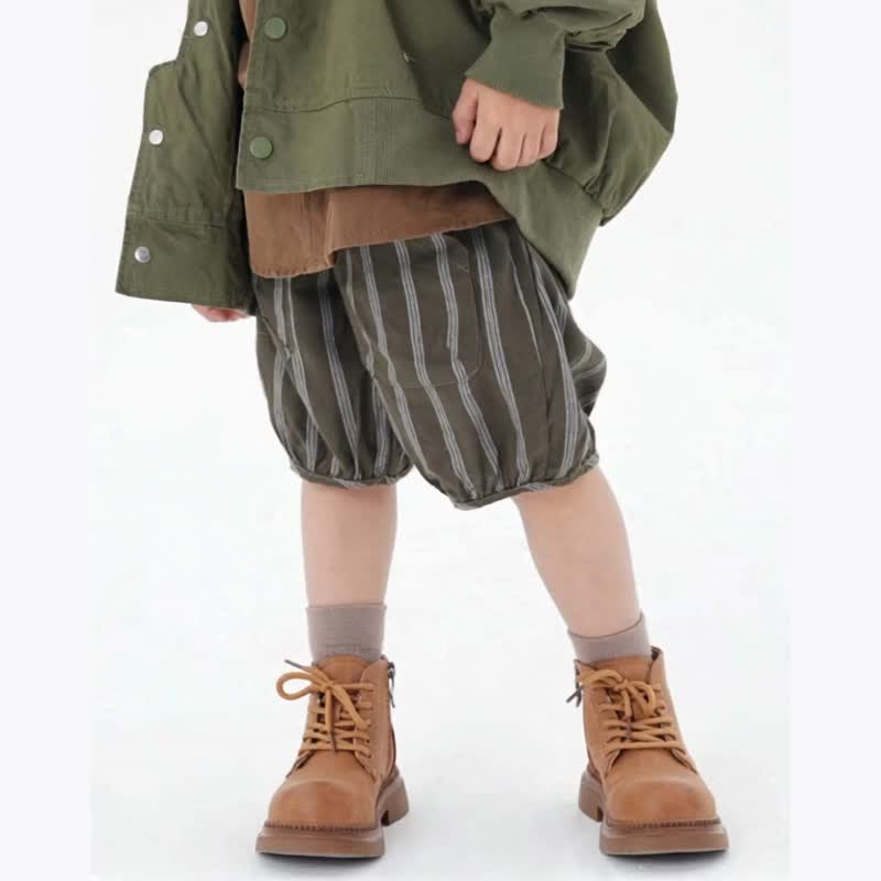 JOPI-Kids' Vertical Striped Lantern Shorts 2y-10y - กางเกง - ผ้าฝ้าย/ผ้าลินิน สีเขียว