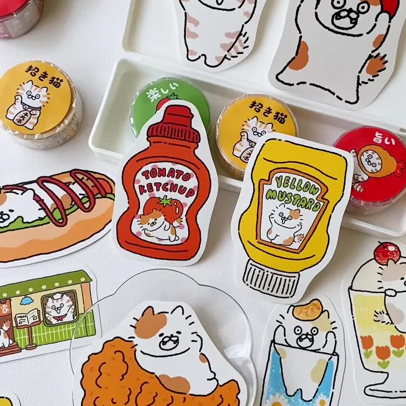 3 Little Meow/Meow Retro Restaurant Large Sticker Thirteenth Generation/Waterproof Sticker/10 styles in total - สติกเกอร์ - กระดาษ หลากหลายสี