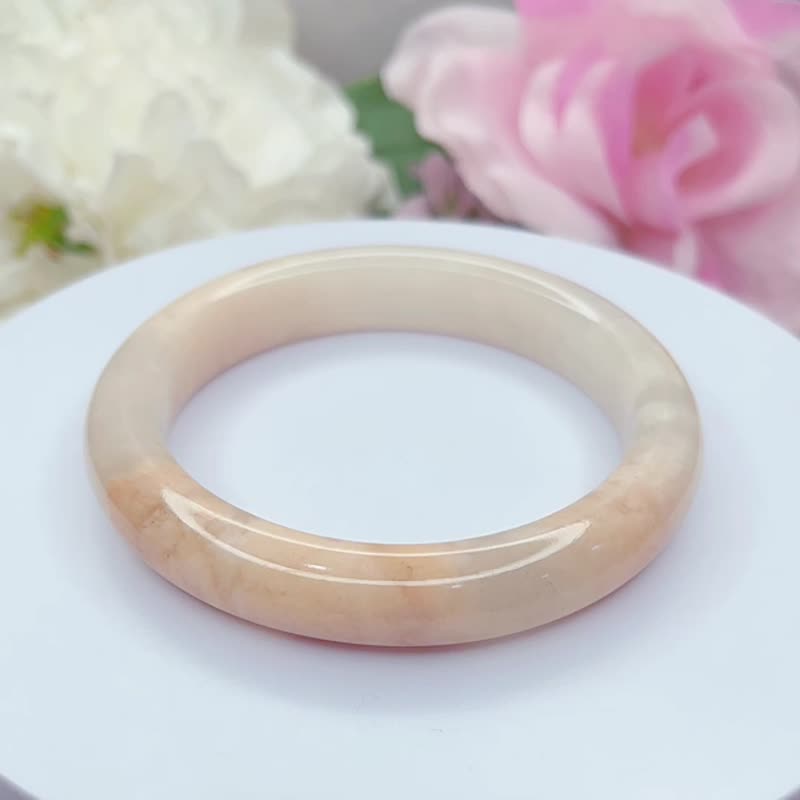 NO.150浪漫冰嫩粉櫻花手鐲 內徑 61MM 佘太翠玉平安鐲 櫻花粉手環 - 手鍊/手環 - 玉石 粉紅色