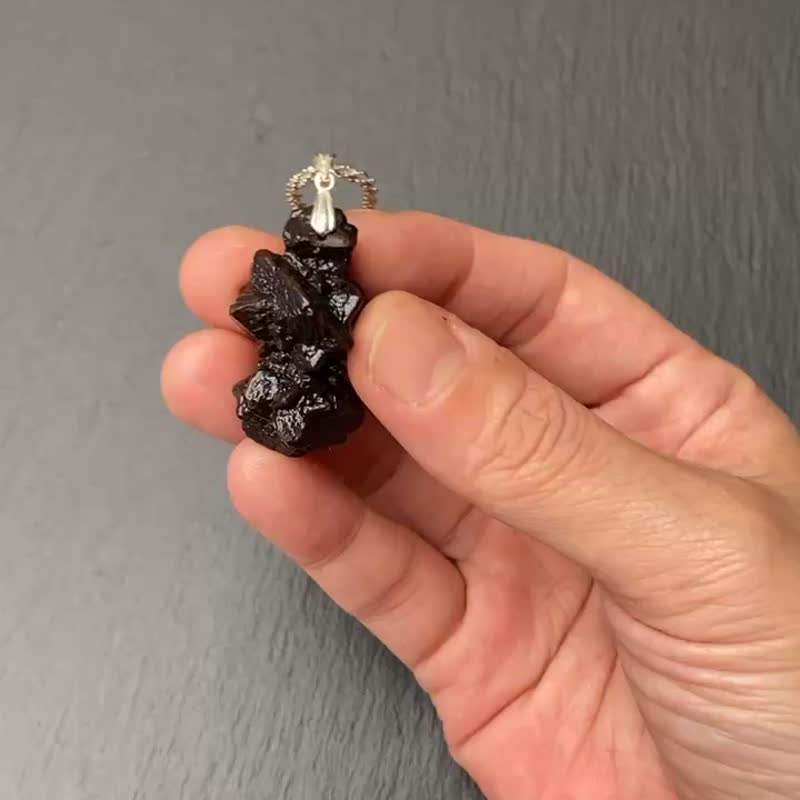 能量原石-天然埃及預言石 上帝溝通石 天機石 925純銀鈦鋼項鍊 - 項鍊 - 水晶 咖啡色