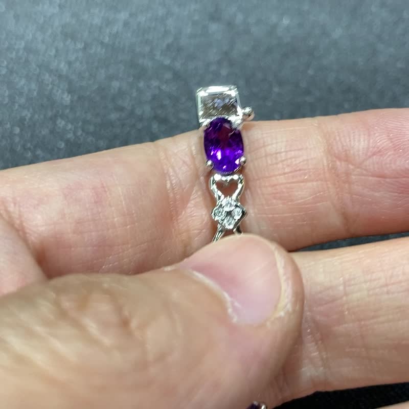 天然 紫水晶 手鍊 印度製 925純銀 手工製 - 手鍊/手環 - 水晶 紫色
