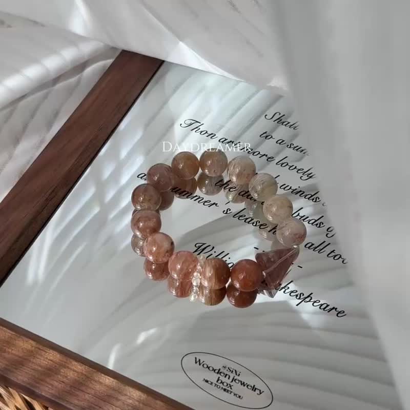 ミルキーファントム、レッドファントム、シトリンのデザインブレスレット - ブレスレット - クリスタル ブラウン