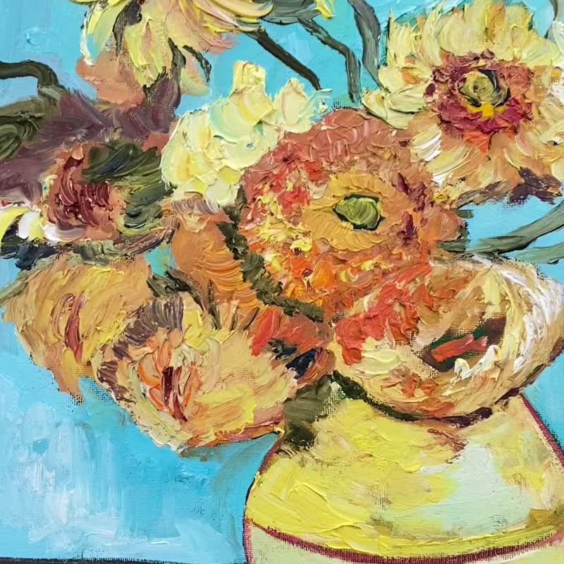 Sunflowers Still life  向日葵油畫  Original painting Fauvism Impressionism Van Gogh - 壁貼/牆壁裝飾 - 其他材質 