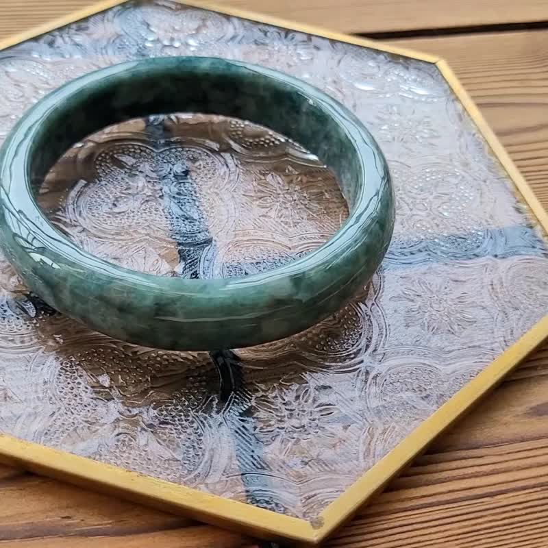 【純翠】天然翡翠 騰衝滿色料冰藍綠微藍完美圈57.7手鐲 附台灣證 - 手鍊/手環 - 玉石 多色