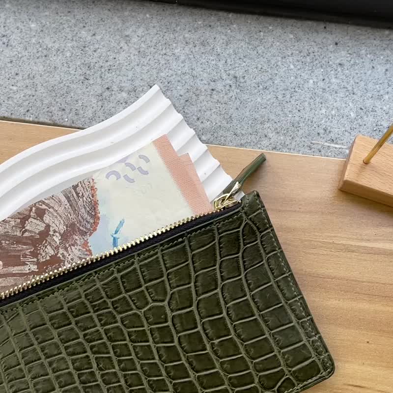手工歐洲料鱷魚皮拉鏈袋 - 錢包/皮夾/長短夾 - 真皮 多色