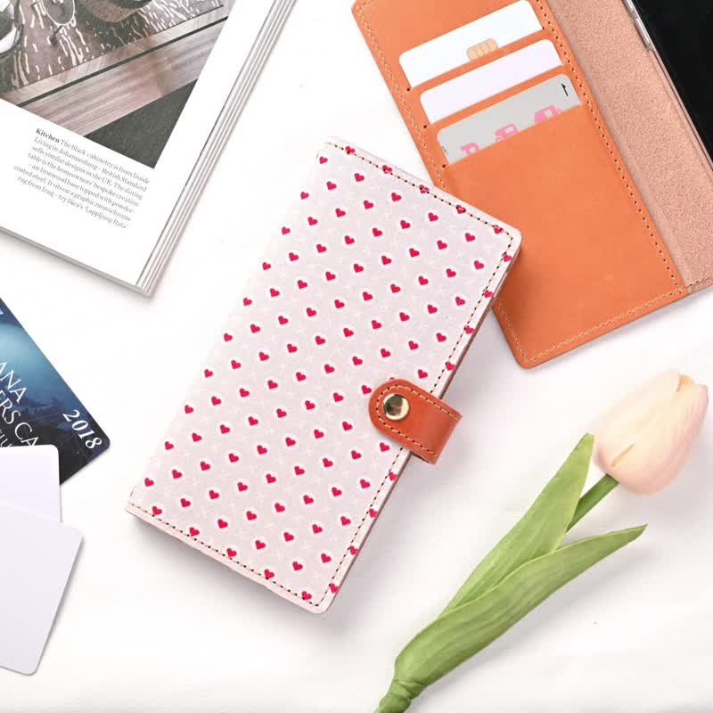 Universal Flip Smartphone Case [ XOXO White ] Gold Hardware Smartphone Strap A338I - เคส/ซองมือถือ - หนังแท้ ขาว