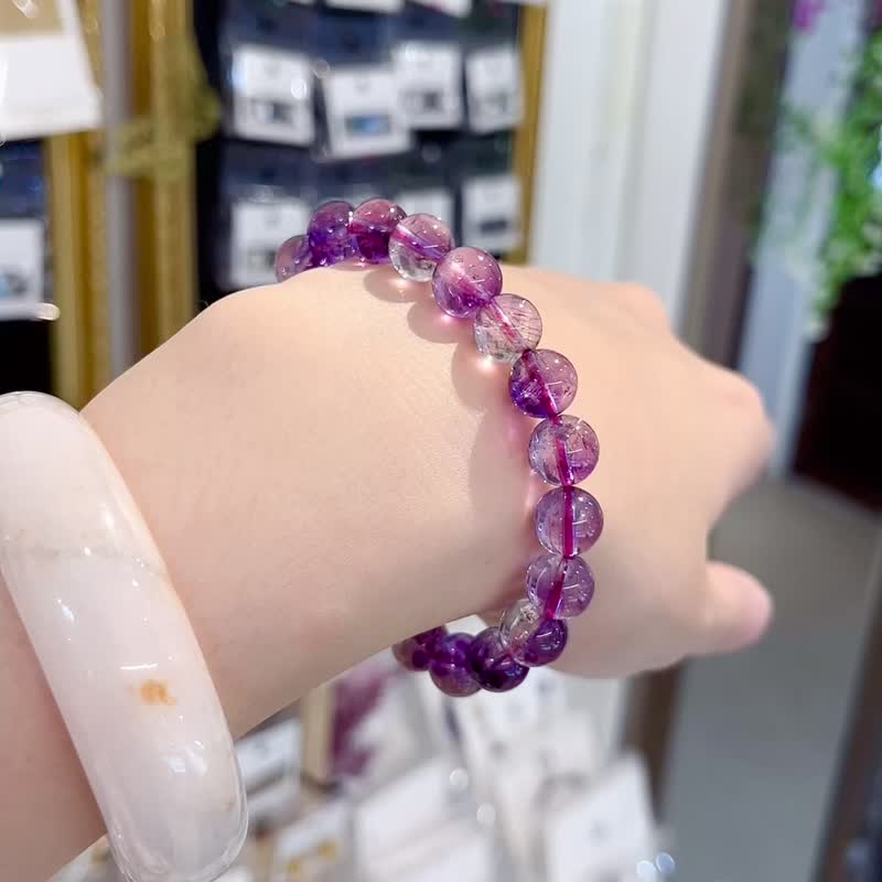 Fantasy small boutique, thick color with mineral purple super seven 9mm super7 enhances personal charm and enhances interpersonal relationships - สร้อยข้อมือ - คริสตัล สีม่วง