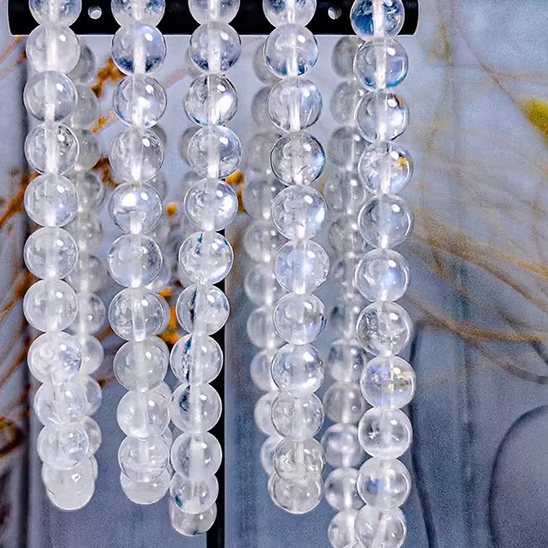 【3A/4A斯里蘭卡月光石】雪花晶體藍月光石 水晶手鍊手串|可挑款 - 手鍊/手環 - 水晶 藍色