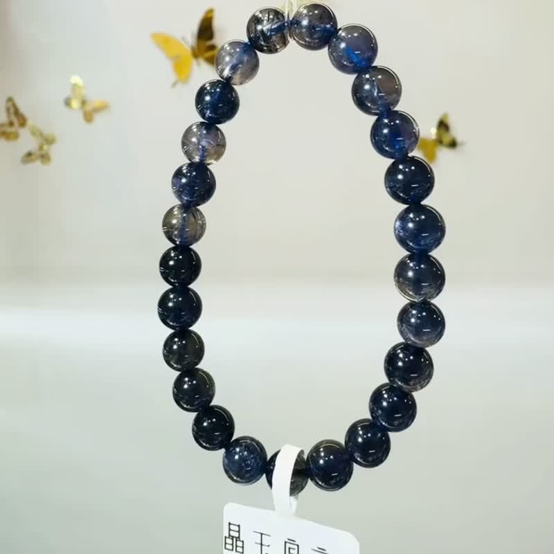 濃色透體藍紫色天然菫青石7.5mm14.87g黑暗中的指南針增加洞悉 - 手鍊/手環 - 水晶 藍色
