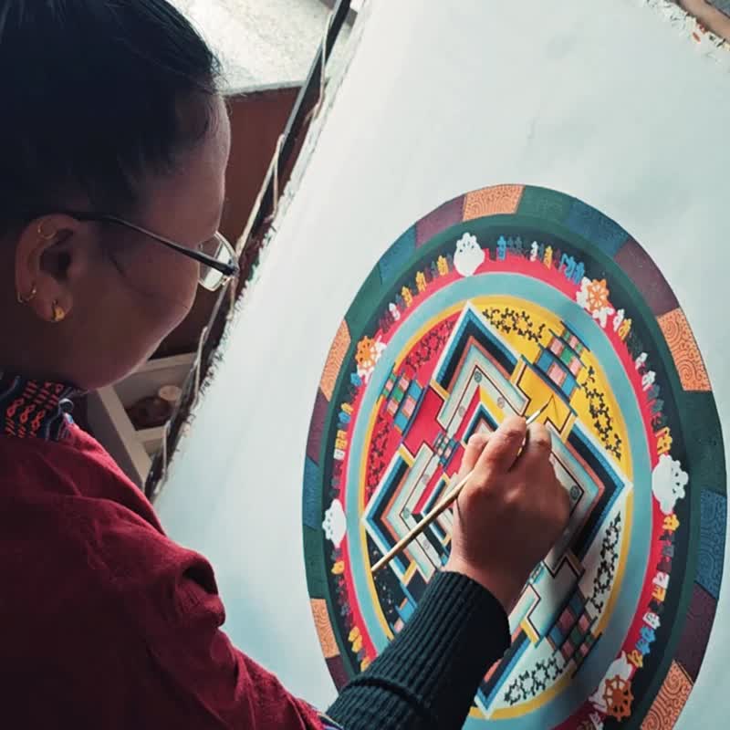 时轮曼荼罗——代表宇宙循环的传统唐卡 - 壁貼/牆壁裝飾 - 其他材質 多色
