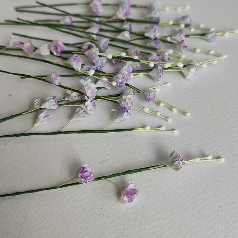 ดอกไม้กระดาษ ดอกไม้กระดาษสา 20 ก้าน ดอกยิปโซ ขนาด 1.0 cm. สีม่วงปัด เกสรสีครีม - อื่นๆ - กระดาษ สีม่วง