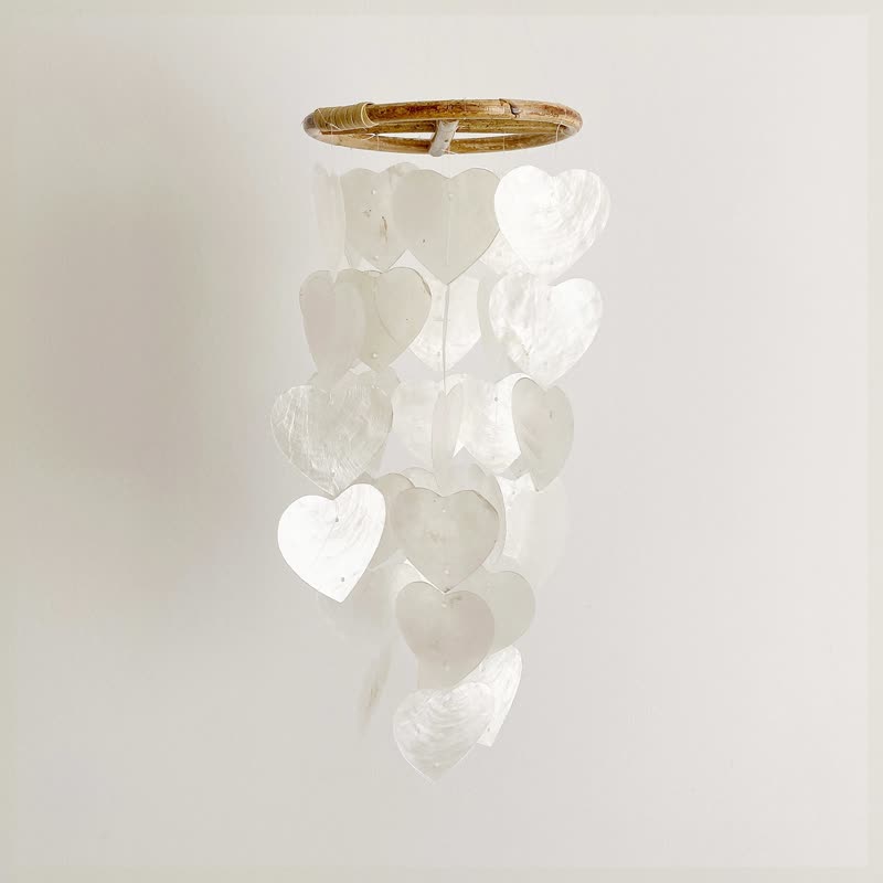 PRE-MADE | Finnish Bakery_Heart_Natural| Shell Wind Chime Mobile | #0-403-1 - 擺飾/家飾品 - 貝殼 白色
