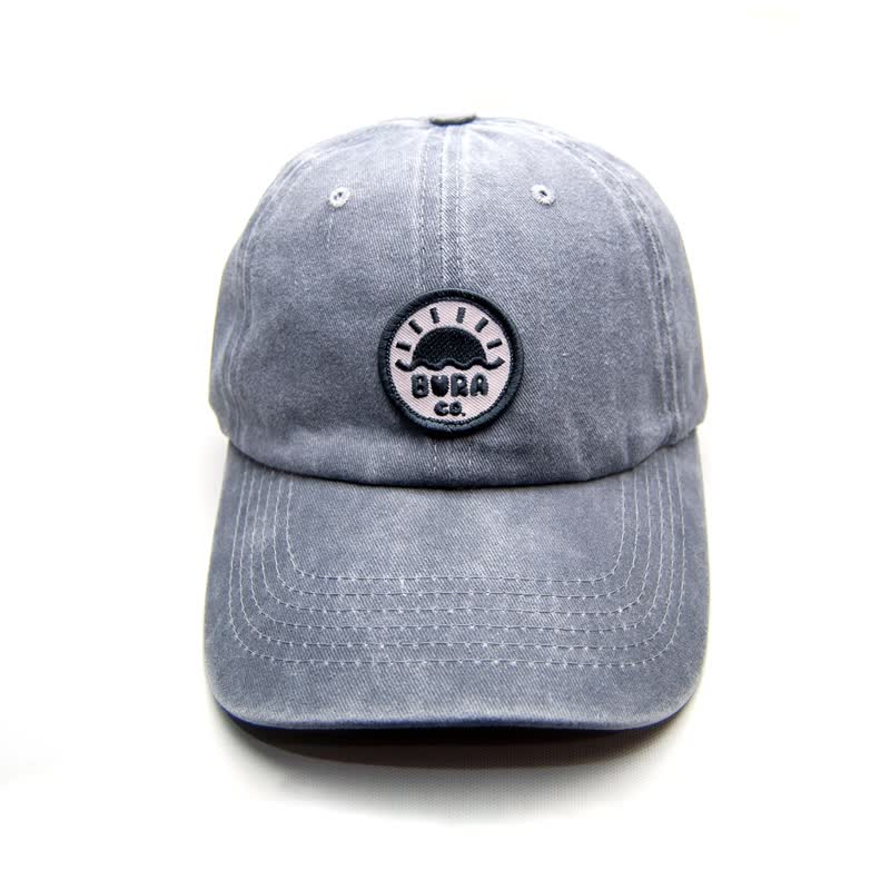 BURA Vintage Cap with Custom Designed Patch - Faded Blue - Hats & Caps - Cotton & Hemp Black