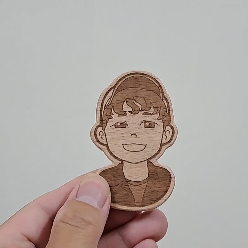 [Customization] Q version portrait - pin // Safe shipping SOP - Brooches - Wood Multicolor