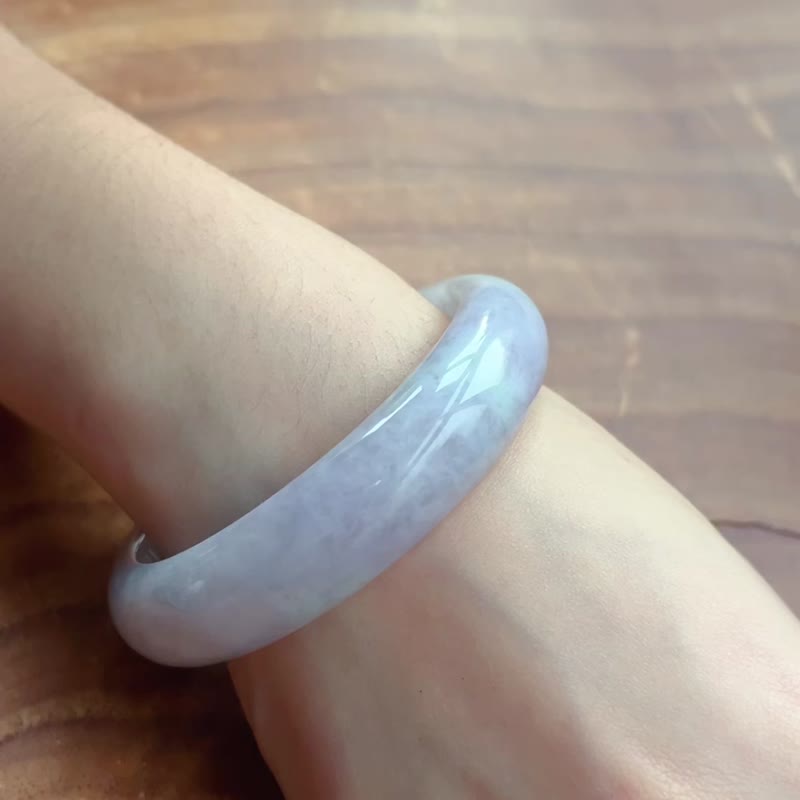 紫羅蘭翡翠手鐲 | 18.5圍 | 天然緬甸玉翡翠A貨 | 送禮 - 手鍊/手環 - 玉石 紫色