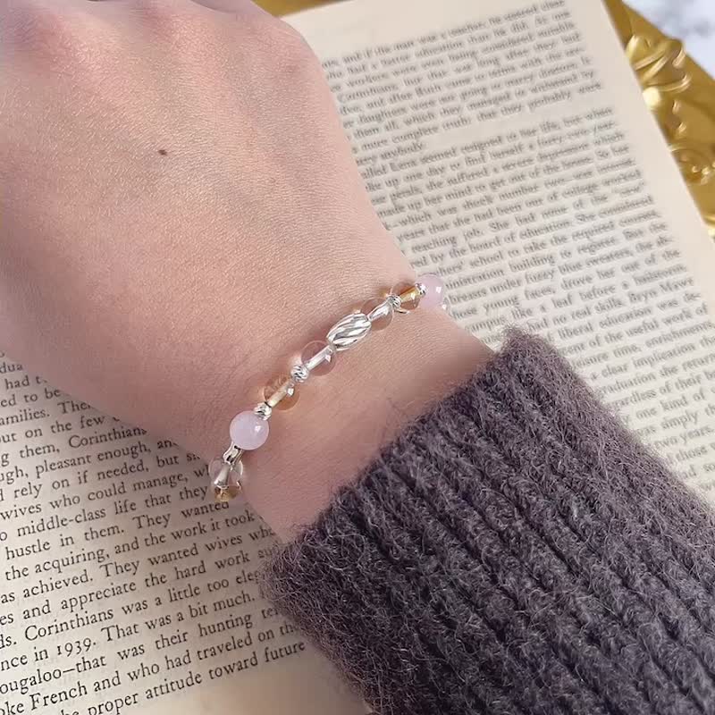 Life Spirit No. 8 925 sterling silver crystal bracelet citrine pink crystal white crystal - สร้อยข้อมือ - คริสตัล สีเงิน