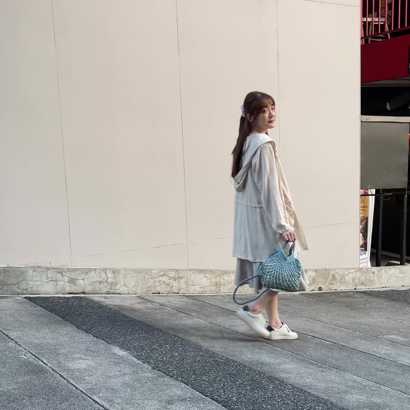 Long Sleeve Jacket hand woven and natural color cotton - 帽T/大學T - 棉．麻 白色