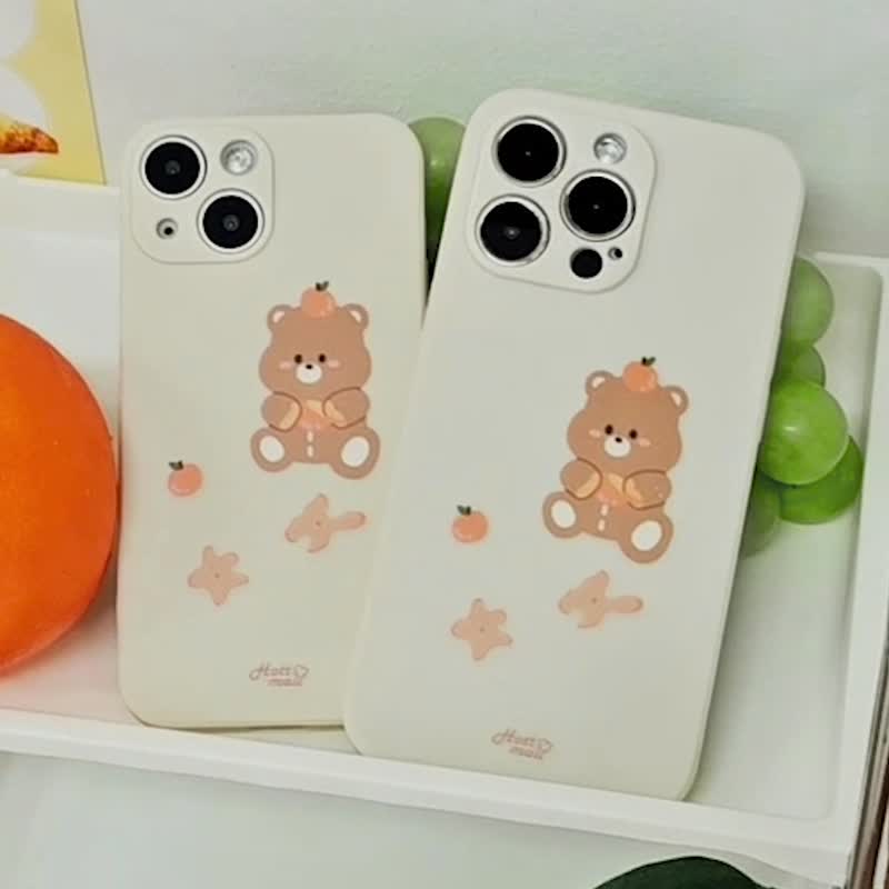 Tangerine bear pumi beige Mobile phone case Silicone Protective Case - Phone Cases - Silicone Brown