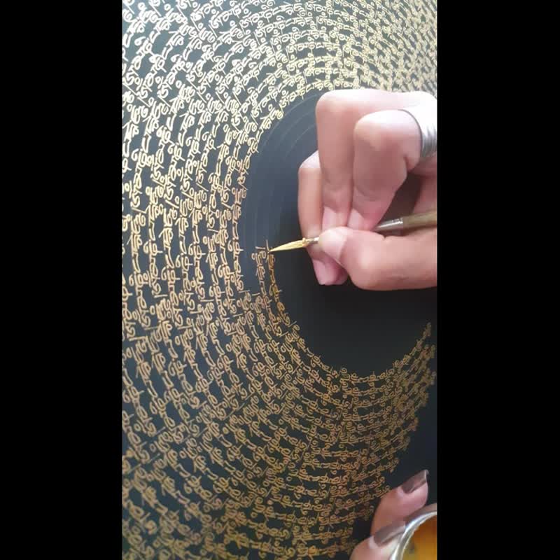 咒语曼荼罗唐卡——西藏神圣声音、能量与冥想的艺术 - 壁貼/牆壁裝飾 - 其他材質 多色