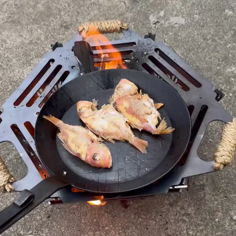 Hexagonal BBQ Grill - ชุดเดินป่า - โลหะ สีดำ