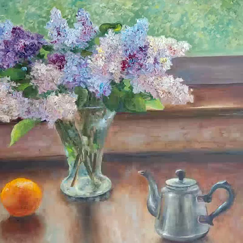 【ライラックさま】vintage picture ❀お花とフラワーベースの刺繍絵 ライラックさま】vintage picture ❀お花とフラワーベースの刺繍絵