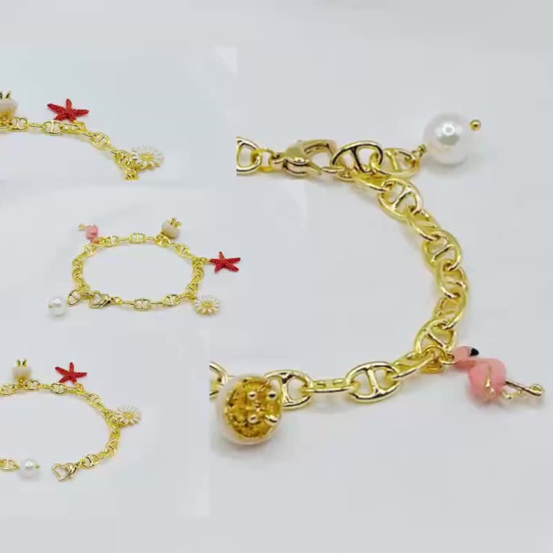 Venus維納斯女神~度假系列琺瑯掛飾珍珠手鍊~客製生日情人禮物 - 手鍊/手環 - 琺瑯 多色