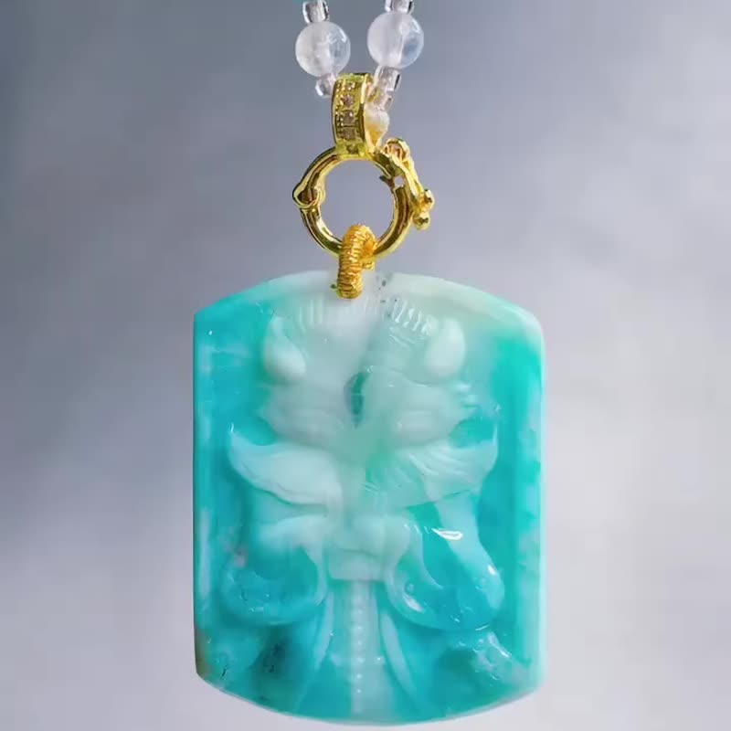 精品 海紋石狐狸  狐仙 狐仙娘娘 公主狐 - 項鍊 - 石頭 