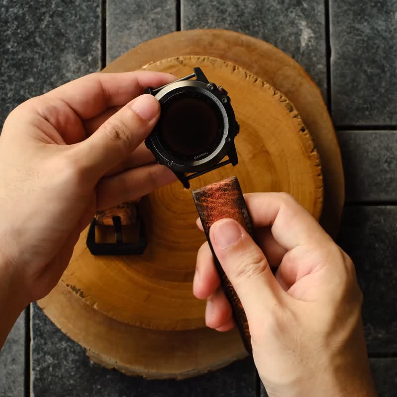 Garmin Watch Band With Quickfit Garmin Connector - 錶帶 - 真皮 咖啡色