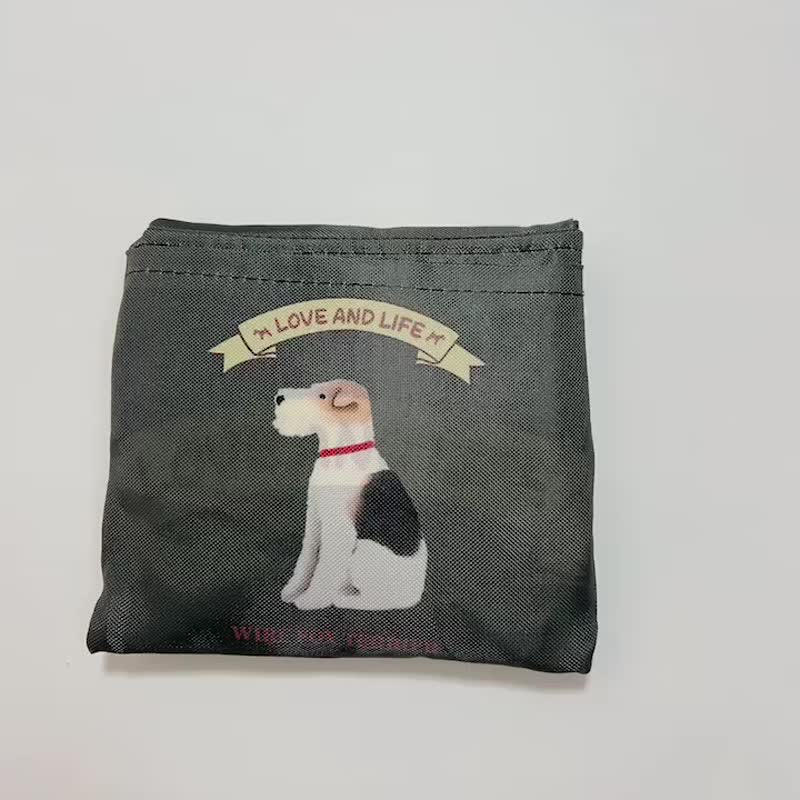 Wirefoxterrier Environmental Bag  Watercolor Sit Down Dark Grey - กระเป๋าแมสเซนเจอร์ - เส้นใยสังเคราะห์ สีเทา