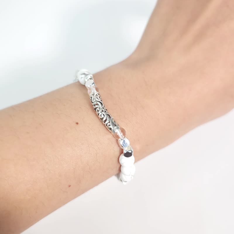 奇仰銀松(白松石/白水晶) - 手鍊/手鐲 - 石頭 白色