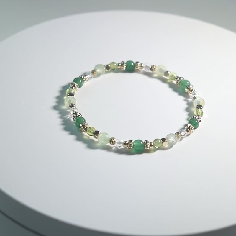Crystal bracelet | With aventurine | Stone| Stone| White crystal | Lucky - สร้อยข้อมือ - คริสตัล สีเขียว