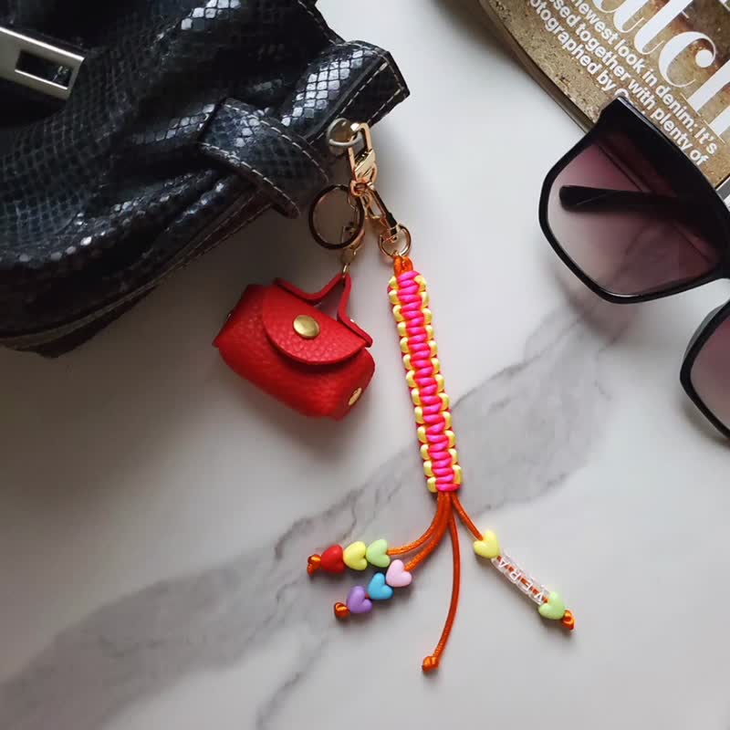 4way Custom name keychain & charm Wireless earphone & rfid key fob & coin purse - Keychains - Other Materials Red