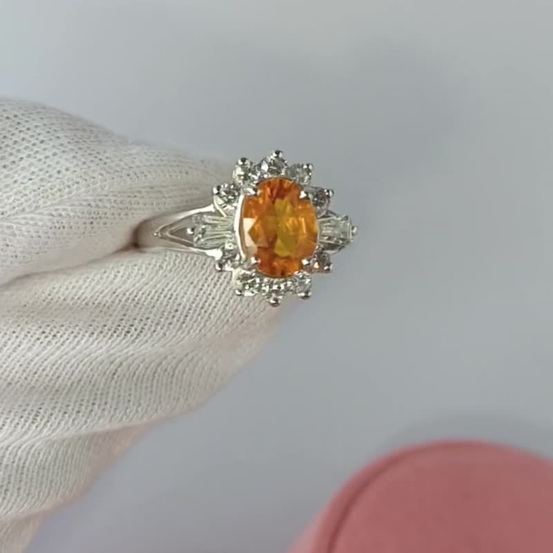 Natural Yellow Sapphire 3 Cts Ring Sterling Silver 925. - 戒指 - 純銀 黃色