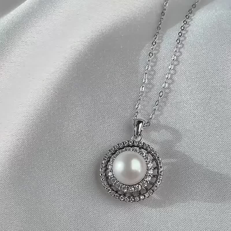 織妍 時來運轉丨輕旋系列・天然石純銀項鍊 (珍珠/海藍寶/紅瑪瑙) - 項鍊 - 純銀 白色