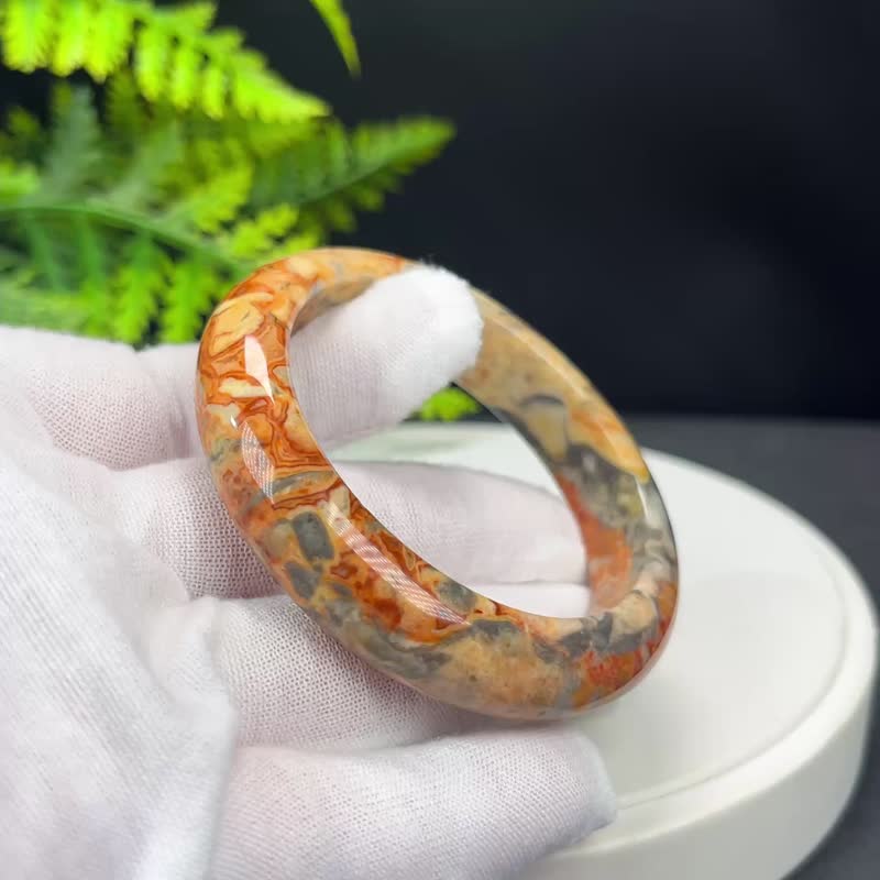 精美 墨西哥瘋狂瑪瑙手鐲 52+MM 高瓷玉化多彩雲狀錦紋 積極樂觀 - 手鍊/手環 - 半寶石 多色