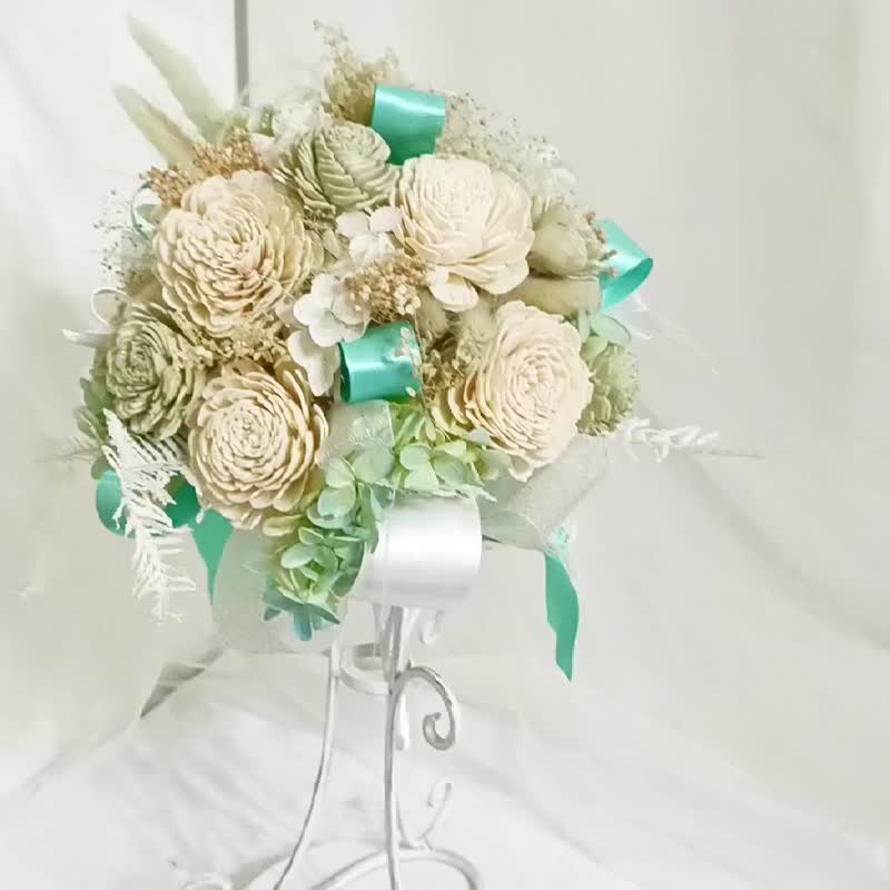 Tiffany捧花告白求婚花束 婚禮結婚乾燥花生日畢業禮物花束七夕情 - 乾花/永生花 - 植物．花 藍色