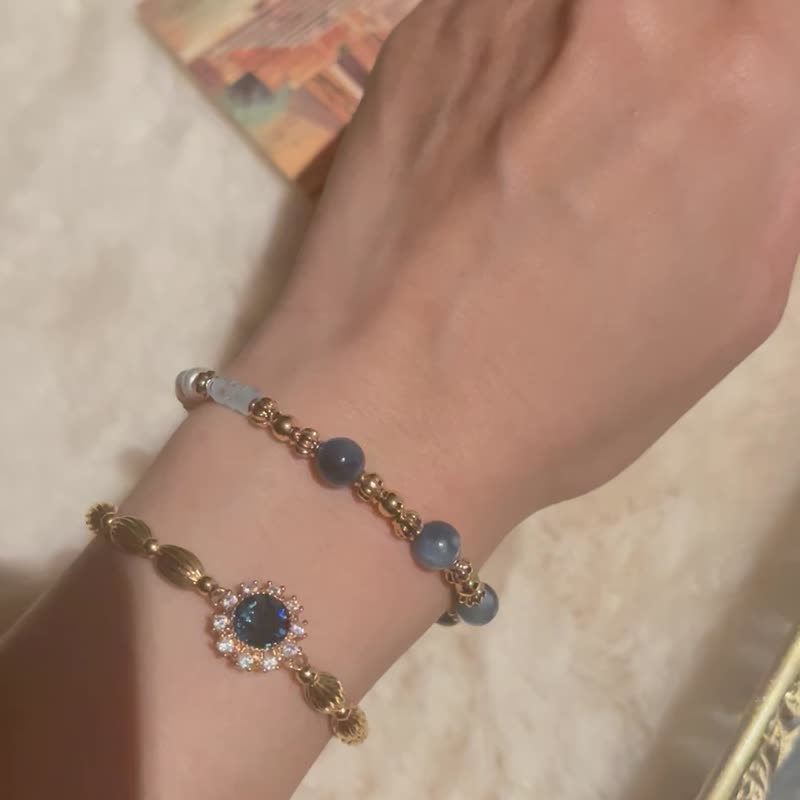 Blue series-blue Stone exotic style bracelet - Bracelets - Copper & Brass Blue