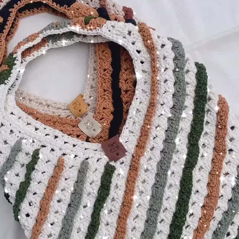 Stripe Knit Shoulder Bridge Bag - Other - Other Materials 